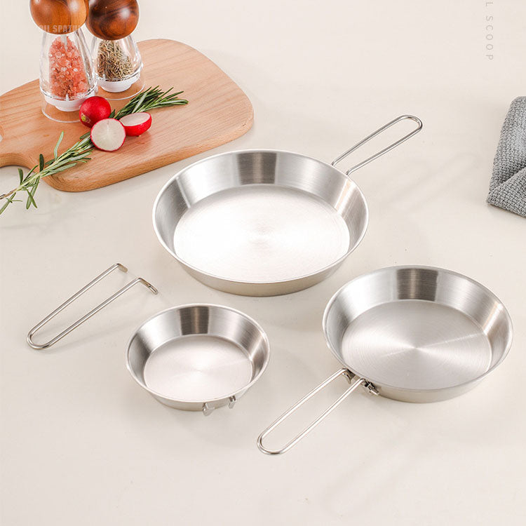 stainless steel folding handle frying pan outdoor flat bottomed frying pan mini frying pan portable frying pan camping equipment V.I.P Digital Presence The Snag Bin