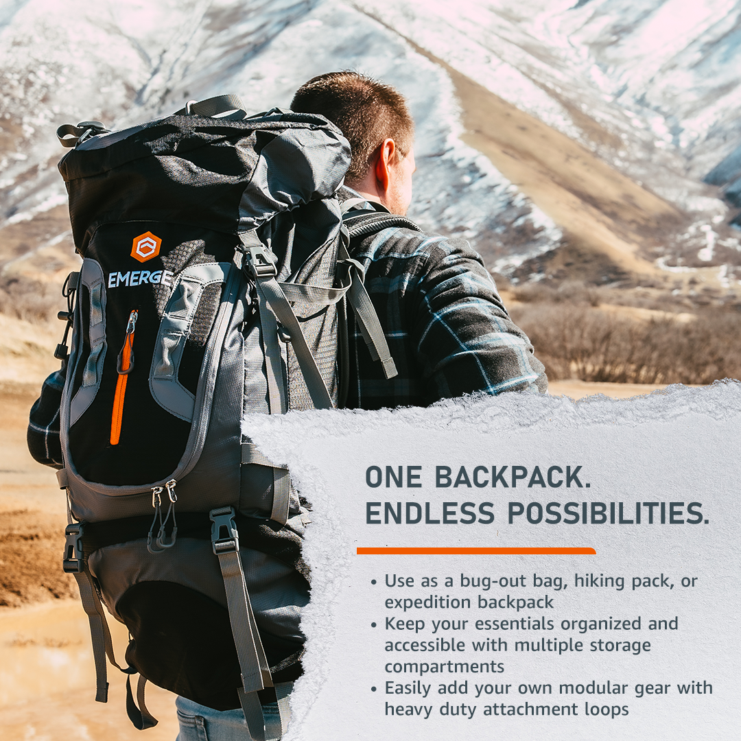 80L Survival Backpack - The Ranger Emerge Survival The Snag Bin