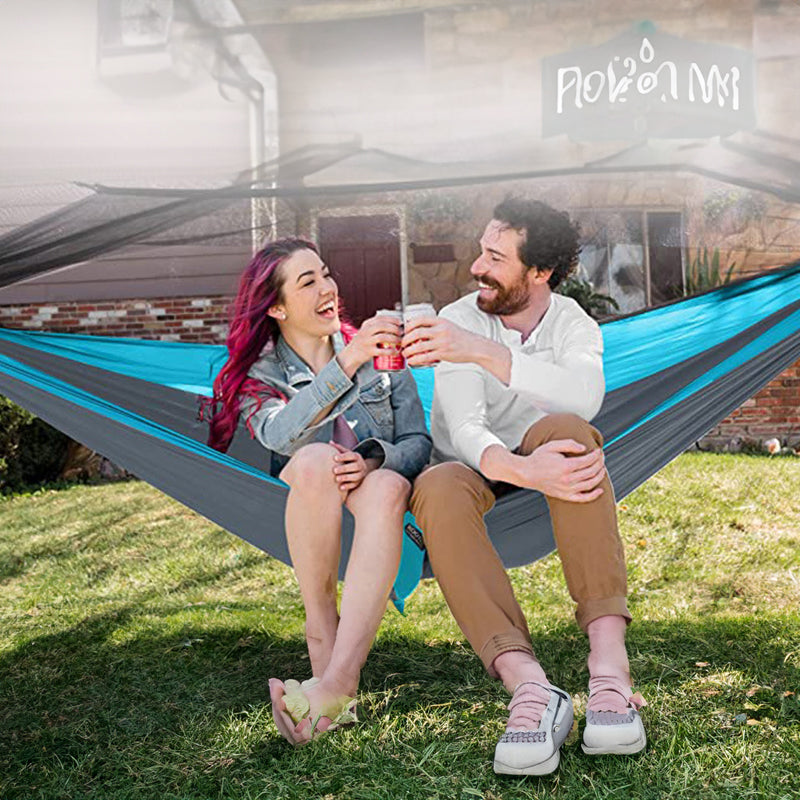 Light double nylon camping hammock with straps. Great for trips, beach, yard & garden. V.I.P Digital Presence The Snag Bin