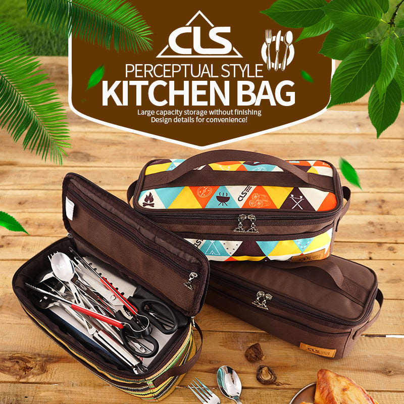 Outdoor Camping Cookware Storage Bag Camping Barbecue Tableware Storage Bag Self-Driving Travel Cosmetic Bag Portable Wash Bag V.I.P Digital Presence The Snag Bin