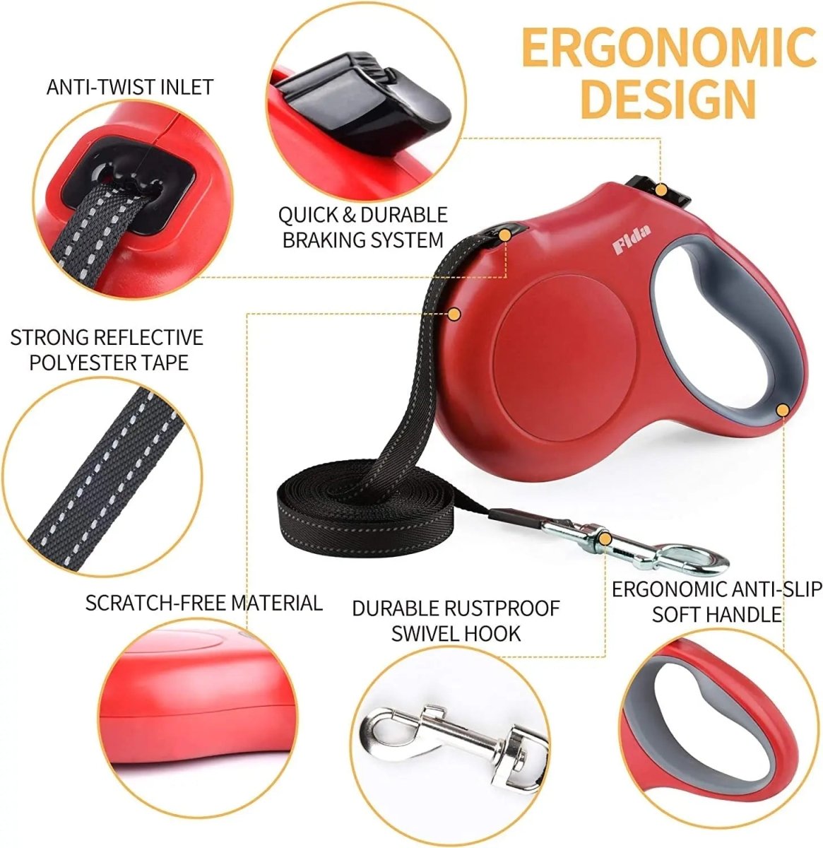 16 ft Retractable Dog Leash with Dispenser and Poop Bags - The Snag Bin