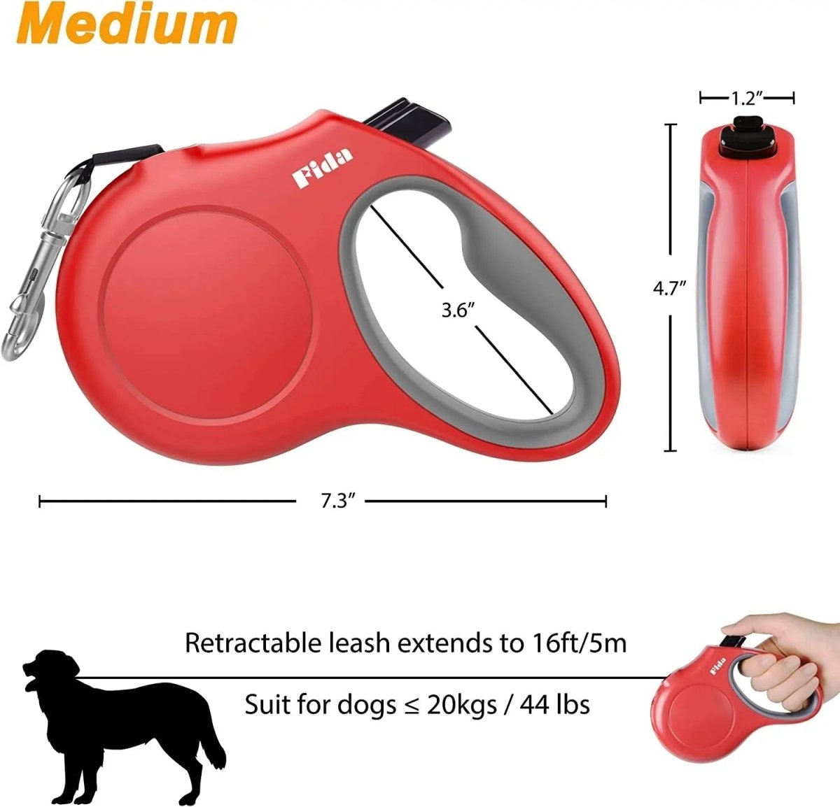 16 ft Retractable Dog Leash with Dispenser and Poop Bags - The Snag Bin