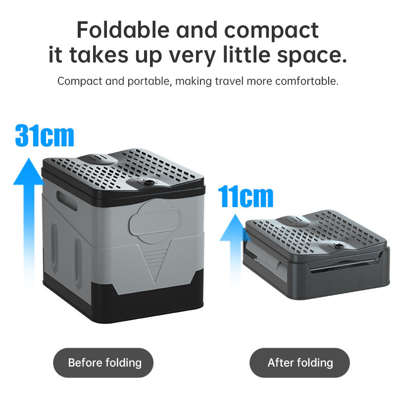 Portable folding camping toilet: adult/child use, self-contained, with lid and seat. V.I.P Digital Presence The Snag Bin