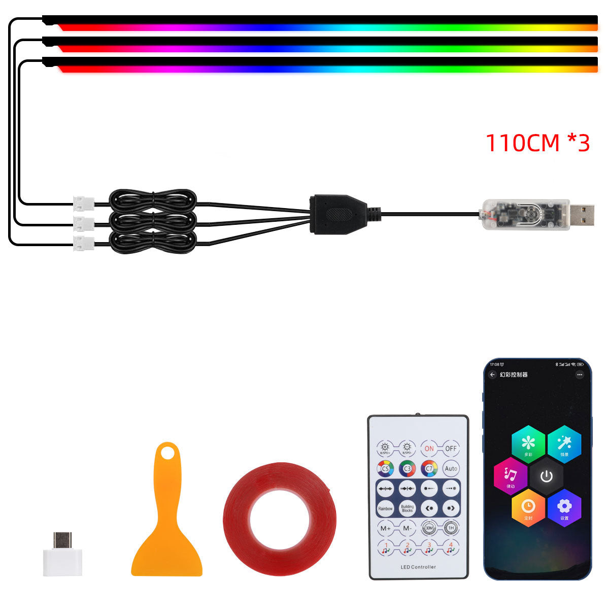10 in 1 Car LED Acrylic Light Strip RGB Symphony Auto Interior Strip Lights Remote/APP Control Decorative Atmosphere Lamp 37280F341C8AA2F5BA476963CF6618E1