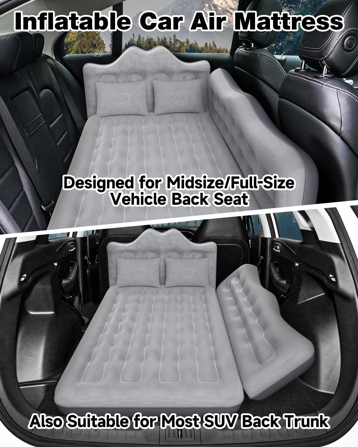 Umbrauto 29.53in/75cm Wide Car Air Mattress – Inflatable SUV, Truck & Van Back Seat Camping Bed with Pump & Pillows, Gray V.I.P Digital Presence The Snag Bin