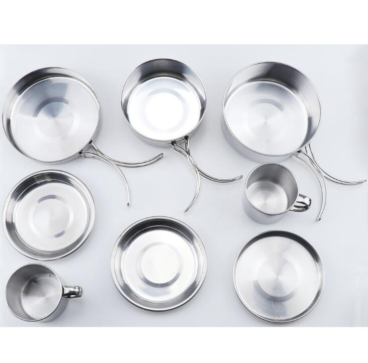 Mayitr 8Pcs Stainless Steel Outdoor Camping Picnic Pot Pan Kit Camping Backpacking Hiking Cookware Set High quality V.I.P Digital Presence 35.04 The Snag Bin