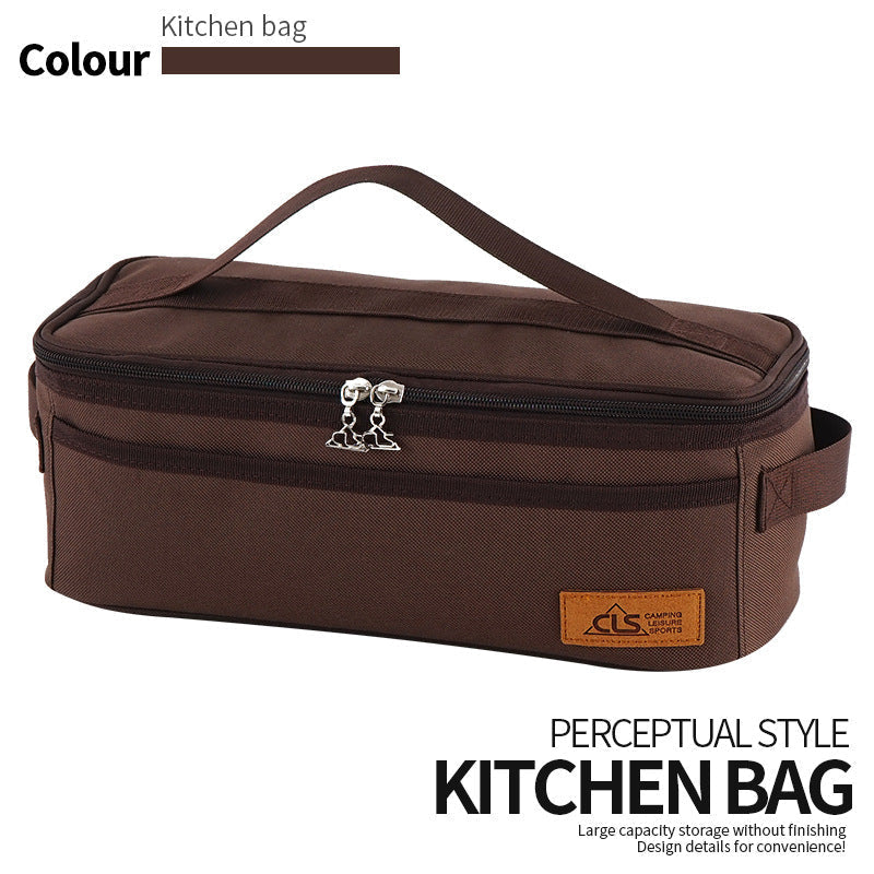 Outdoor Camping Cookware Storage Bag Camping Barbecue Tableware Storage Bag Self-Driving Travel Cosmetic Bag Portable Wash Bag V.I.P Digital Presence 22.08 The Snag Bin