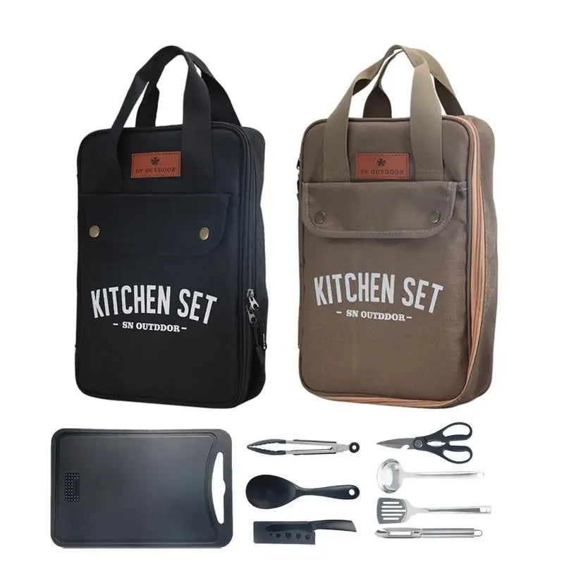 Camping Kitchen Set 8pcs Camping Outdoor Cookware Kit Stainless Steel Camping Tool Travel Set And Utensil Organizer Storage bag V.I.P Digital Presence The Snag Bin