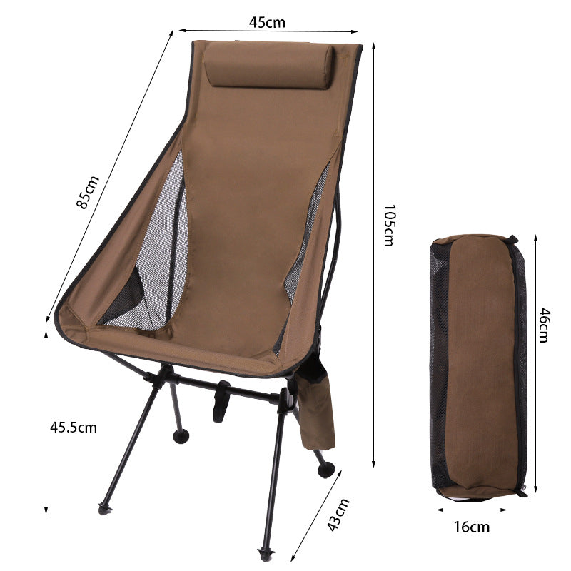 Folding camping chair with headrest. Lightweight, aluminum alloy, for travel and fishing. Outdoor furniture. V.I.P Digital Presence 57.74 The Snag Bin