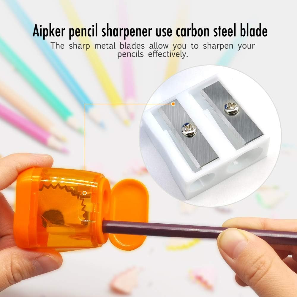 Pencil Sharpeners, Manual Pencil Sharpeners, 4PCS Colorful Dual Holes Pencil Sharpener with Lid, Portable Pencil Sharpener for Kids Adults School Office – Free Shipping 57c024187dbfb18a9ead83ddb50d6d8e