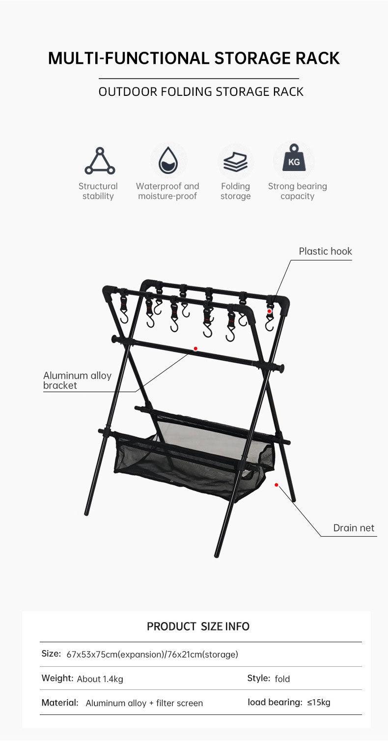 Outdoor camping folding shelf camping car drying rack drying net drying rack storage rack V.I.P Digital Presence The Snag Bin