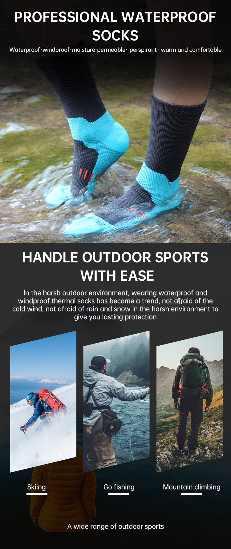 Socks Waterproof Breathable Outdoor Waterproof Hiking Wading Camping Winter Skiing Sock Riding Snow Warm Waterproof Socks V.I.P Digital Presence The Snag Bin