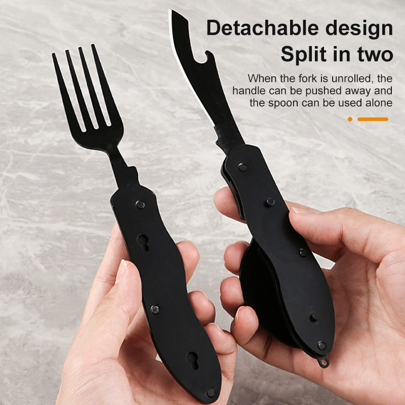 Multifunctional camping tableware stainless steel knife fork spoon, outdoor portable survival eating tools V.I.P Digital Presence The Snag Bin