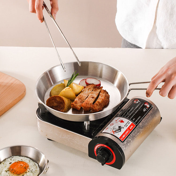 stainless steel folding handle frying pan outdoor flat bottomed frying pan mini frying pan portable frying pan camping equipment V.I.P Digital Presence The Snag Bin