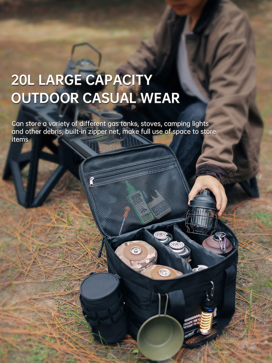 Outdoor Large Capacity Storage Bag 20L Set Pot Cooker Collision Resistant Multifunctional Portable Gas Tank Storage Bag Camping V.I.P Digital Presence The Snag Bin