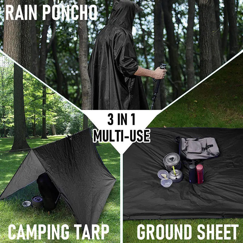 3 In 1 Outdoor Military Raincoat Hooded Sleeve Waterproof Rain Poncho Motorcycle Rain Cover Camping Hiking Travel Rainwear Tent V.I.P Digital Presence The Snag Bin