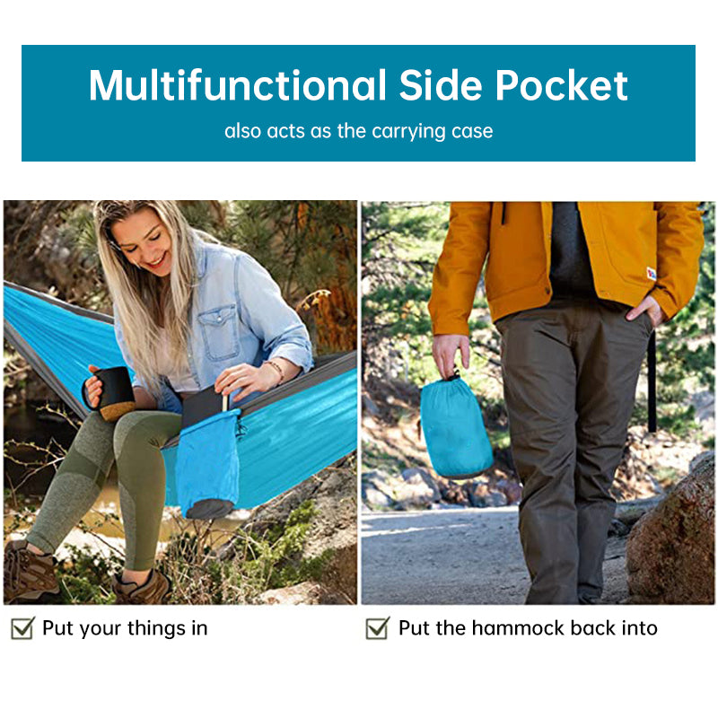 Light double nylon camping hammock with straps. Great for trips, beach, yard & garden. V.I.P Digital Presence The Snag Bin