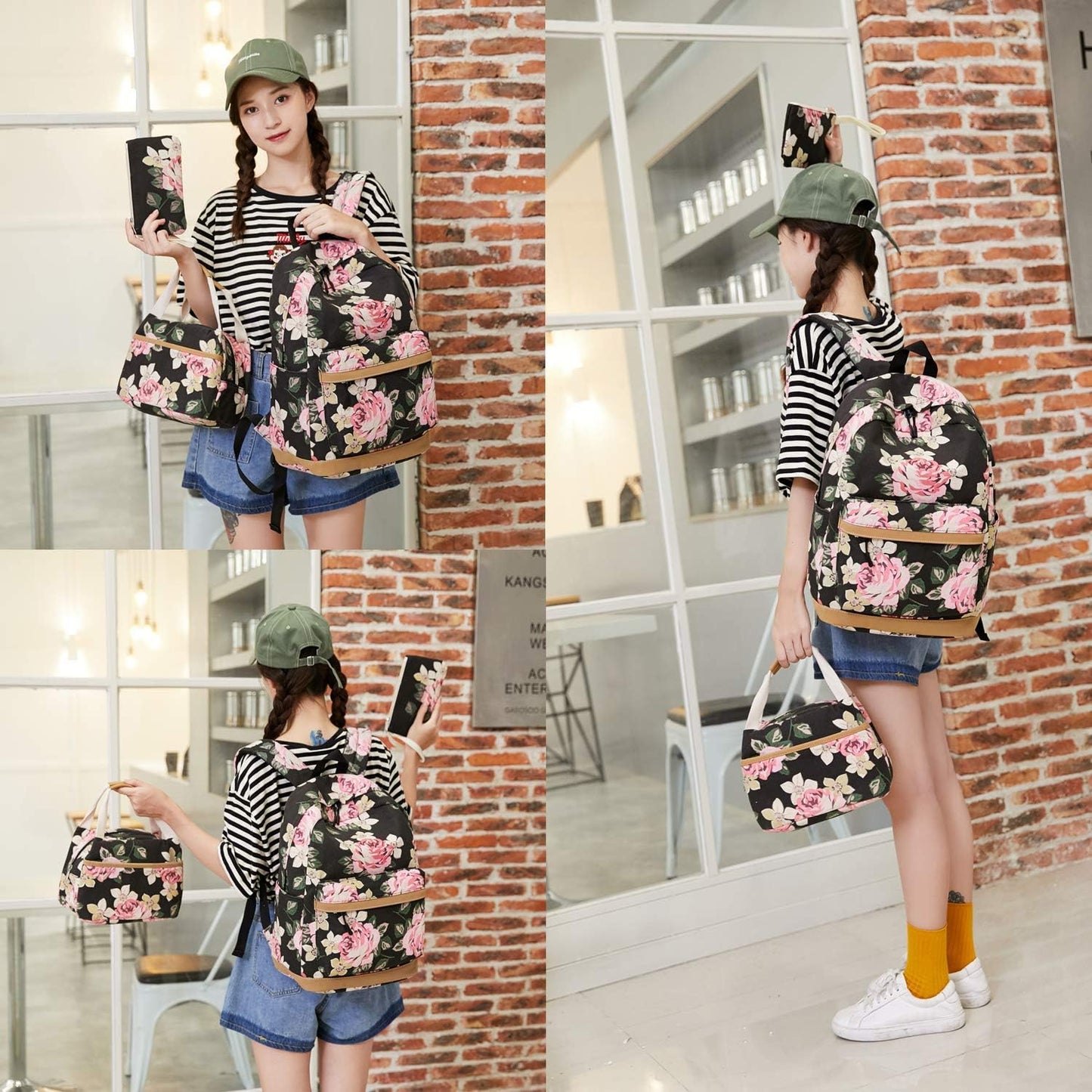 Canvas School Bag Teens Backpack for School - Floral-Black – Free Shipping 72eb3847ec985ca2dde5967c2d7dc2a4