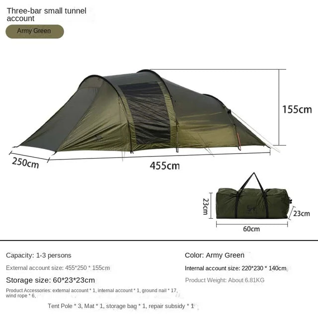 YOUSKY Tunnel Tent Outdoor Camping Supplies Equipment Folding Portable Thickened Camping Family Tent V.I.P Digital Presence 572.84 The Snag Bin