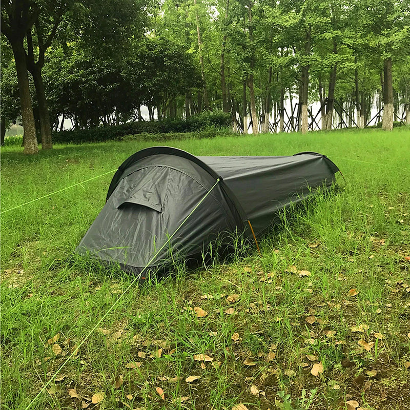 Camping Single Person Tent Ultralight Compact Outdoor Sleeping Bag Tent Larger Space Waterproof Backpacking Tent Cover Hiking V.I.P Digital Presence The Snag Bin