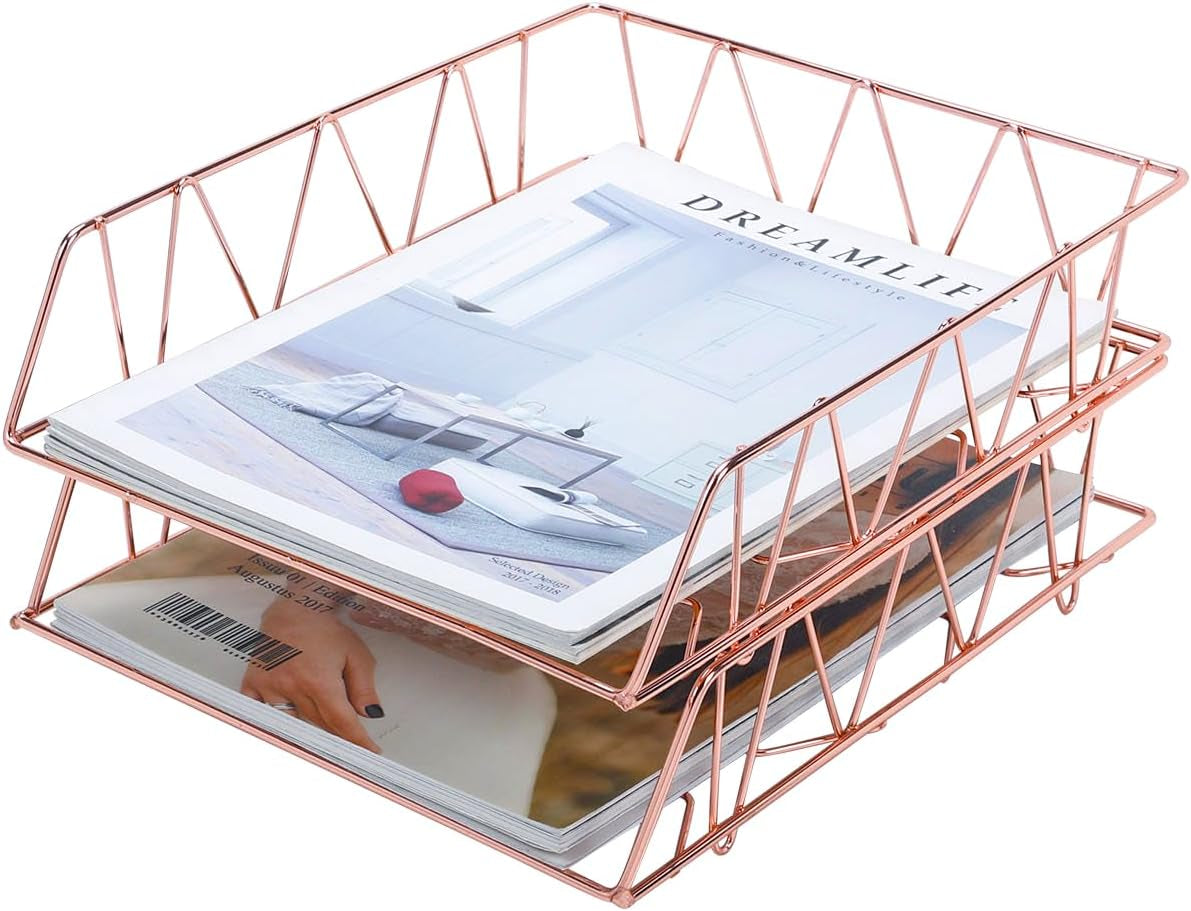 Desktop File Organizer Metal Stackable Letter Tray Paper Holder Rack, 2 Pack, Gold – Free Shipping 7a828c9e6325bfe5a9ad9f8d46e01641