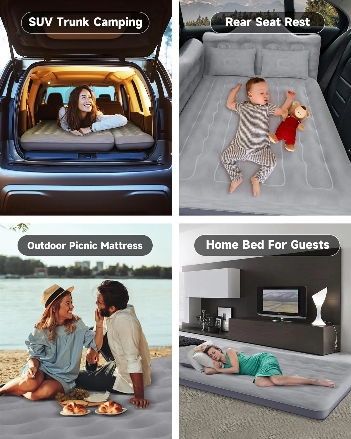 Umbrauto 29.53in/75cm Wide Car Air Mattress – Inflatable SUV, Truck & Van Back Seat Camping Bed with Pump & Pillows, Gray V.I.P Digital Presence The Snag Bin