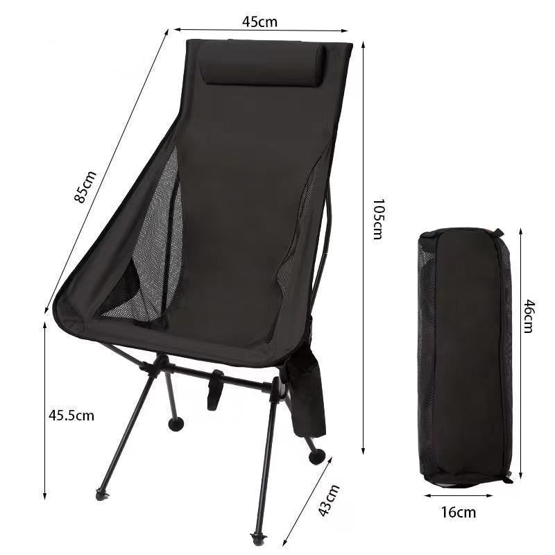 Folding camping chair with headrest. Lightweight, aluminum alloy, for travel and fishing. Outdoor furniture. V.I.P Digital Presence 57.74 The Snag Bin