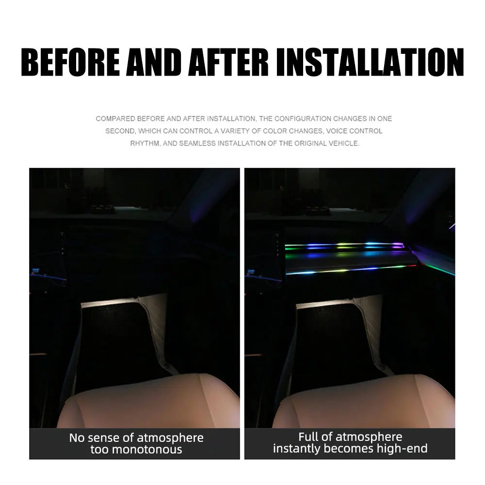 10 in 1 Car LED Acrylic Light Strip RGB Symphony Auto Interior Strip Lights Remote/APP Control Decorative Atmosphere Lamp 95C89F68C05F667CD4429054F023ABDC