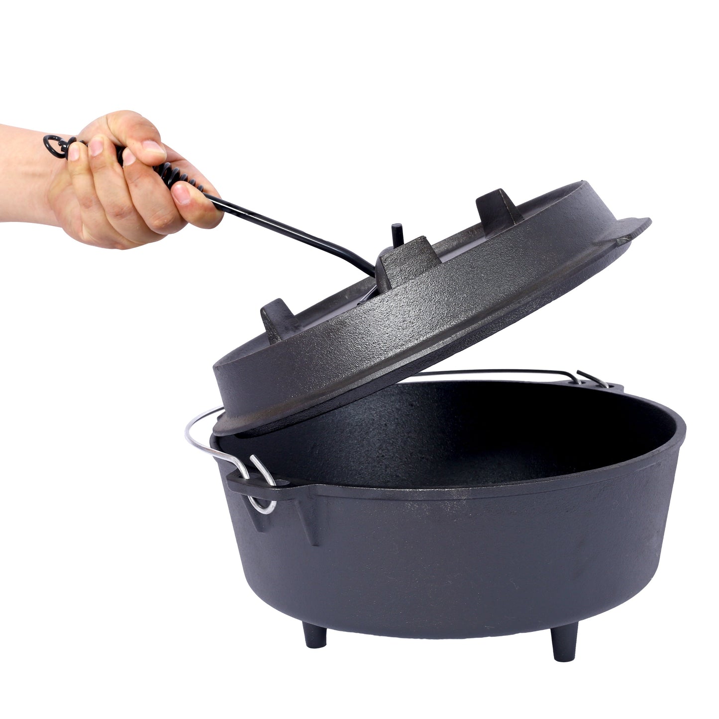 ast iron Dutch oven with lid, outdoor camping deep pot, used for camping, cooking, barbecue and leg rest, 8 Quart V.I.P Digital Presence The Snag Bin