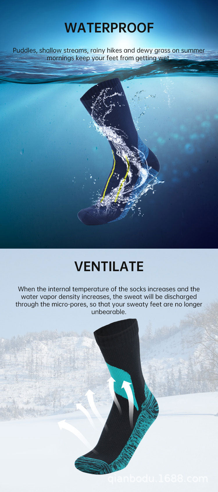 Socks Waterproof Breathable Outdoor Waterproof Hiking Wading Camping Winter Skiing Sock Riding Snow Warm Waterproof Socks V.I.P Digital Presence The Snag Bin