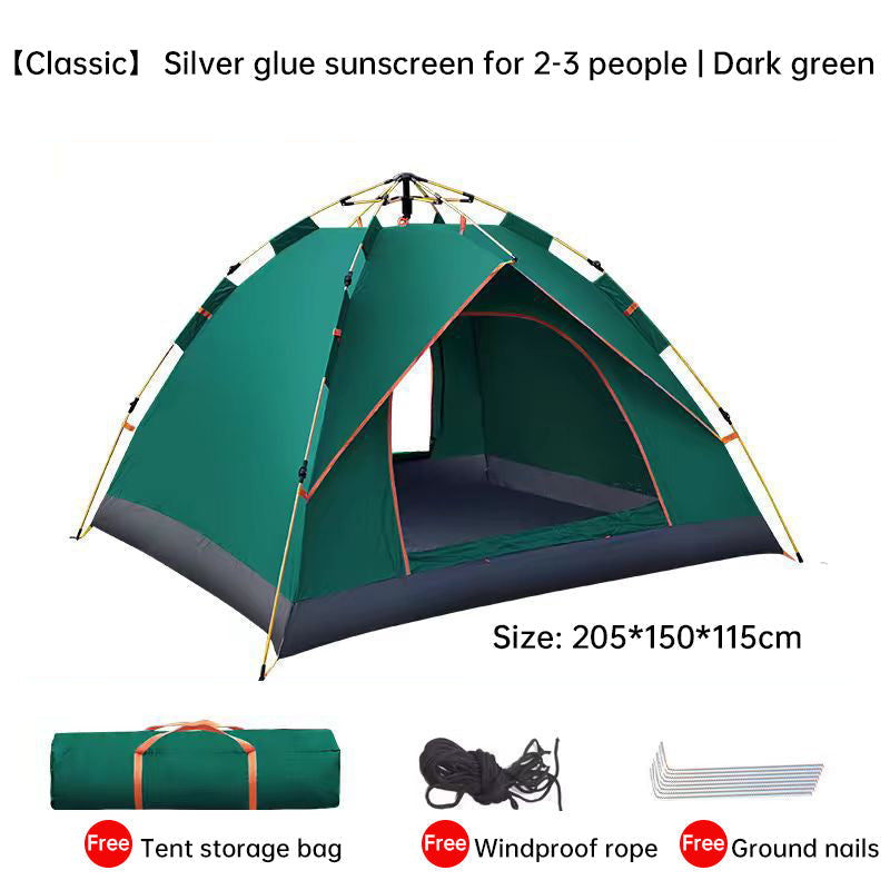 Quick-Deploy Green/White Outdoor Tent, Comfortably Accommodating 3-4 People on Camping Trips V.I.P Digital Presence 78.76 The Snag Bin