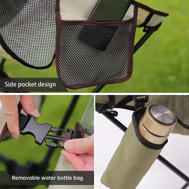 Folding camping chair with headrest. Lightweight, aluminum alloy, for travel and fishing. Outdoor furniture. V.I.P Digital Presence The Snag Bin