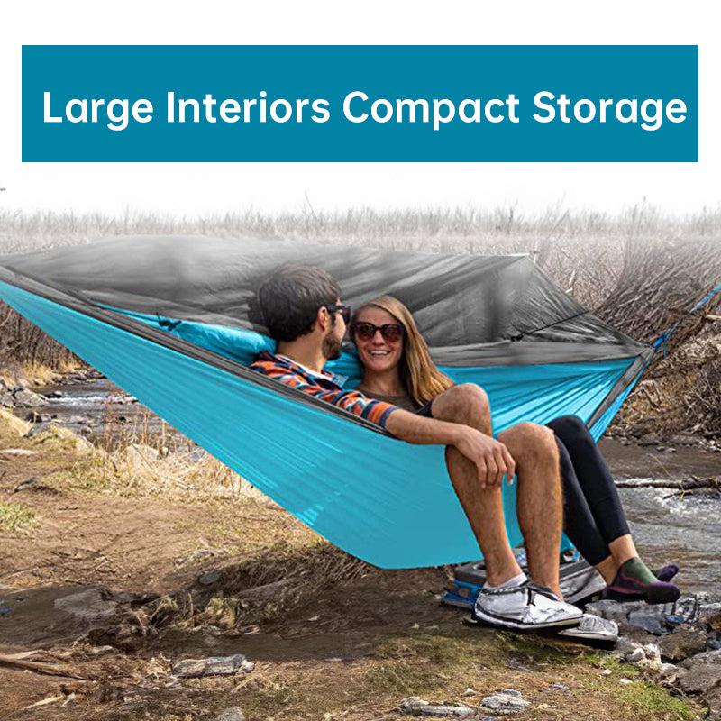 Light double nylon camping hammock with straps. Great for trips, beach, yard & garden. V.I.P Digital Presence The Snag Bin