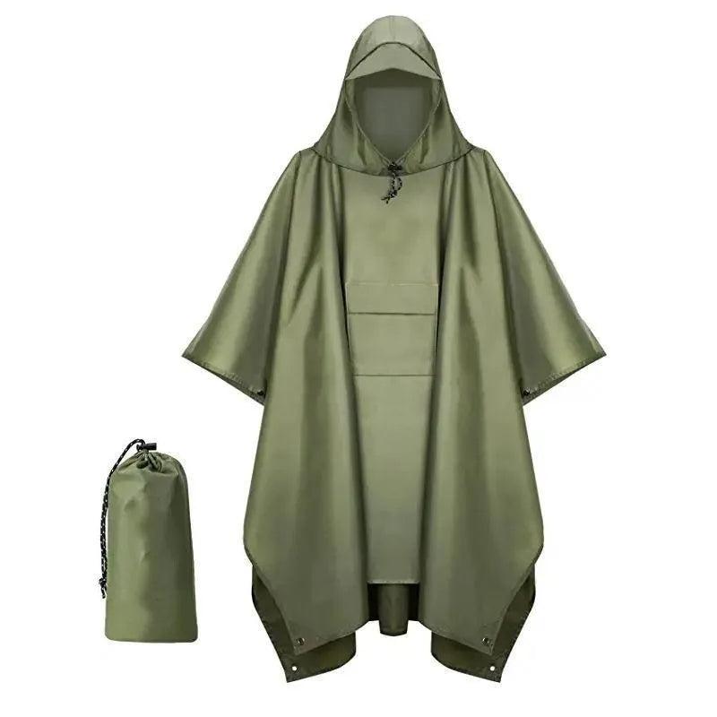 3 In 1 Outdoor Military Raincoat Hooded Sleeve Waterproof Rain Poncho Motorcycle Rain Cover Camping Hiking Travel Rainwear Tent V.I.P Digital Presence 25.06 The Snag Bin