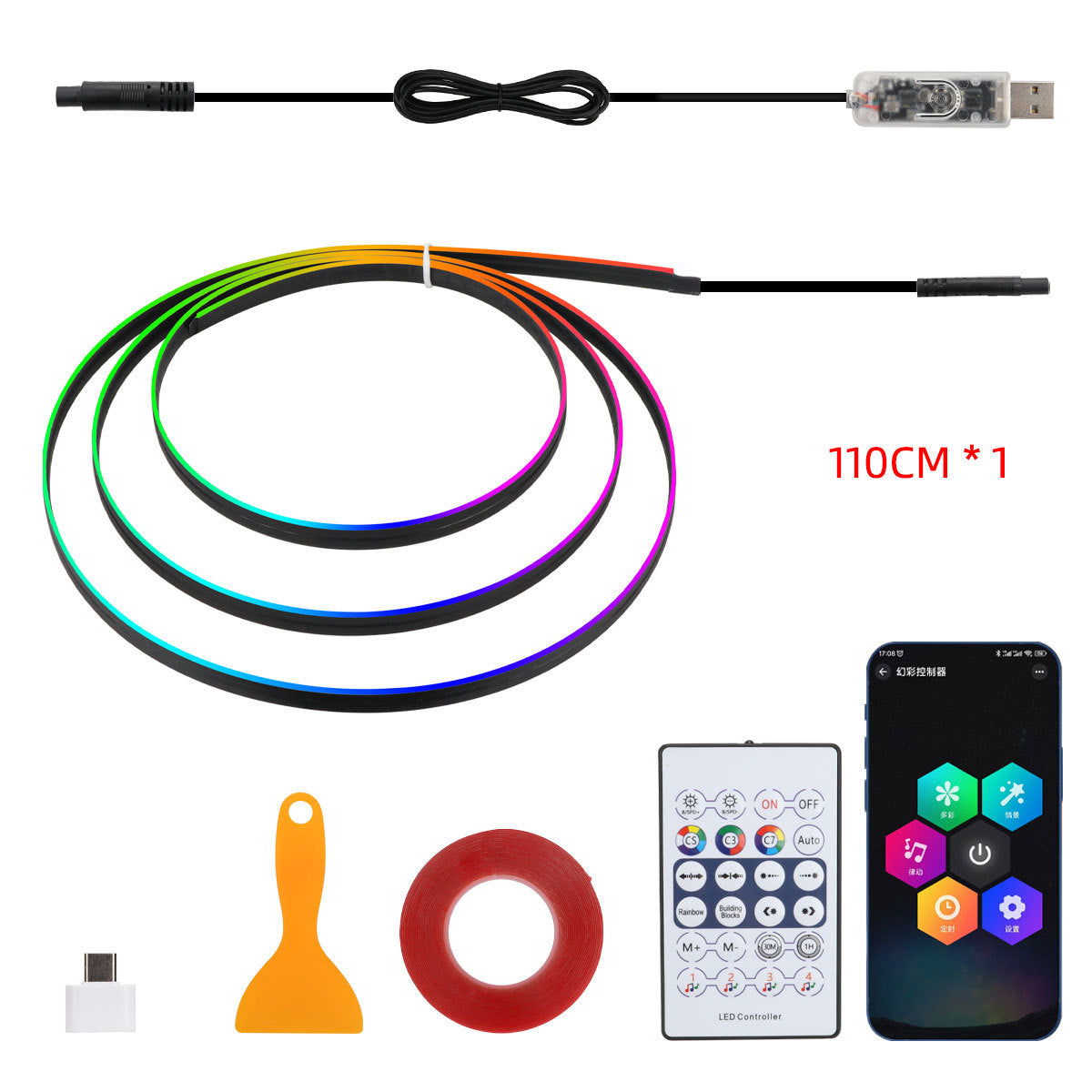10 in 1 Car LED Acrylic Light Strip RGB Symphony Auto Interior Strip Lights Remote/APP Control Decorative Atmosphere Lamp C376C8A8593D7ACED8F3006776733126