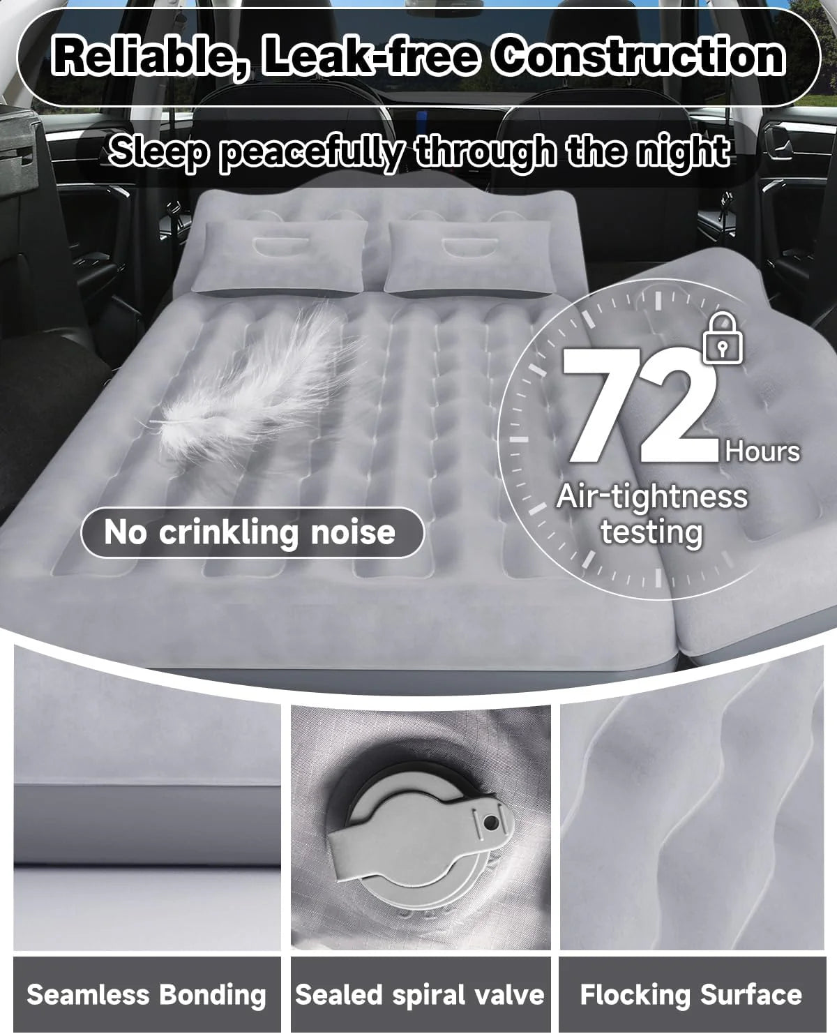 Umbrauto 29.53in/75cm Wide Car Air Mattress – Inflatable SUV, Truck & Van Back Seat Camping Bed with Pump & Pillows, Gray V.I.P Digital Presence The Snag Bin