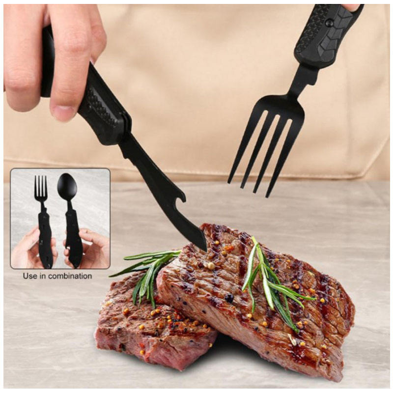 Multifunctional camping tableware stainless steel knife fork spoon, outdoor portable survival eating tools V.I.P Digital Presence The Snag Bin
