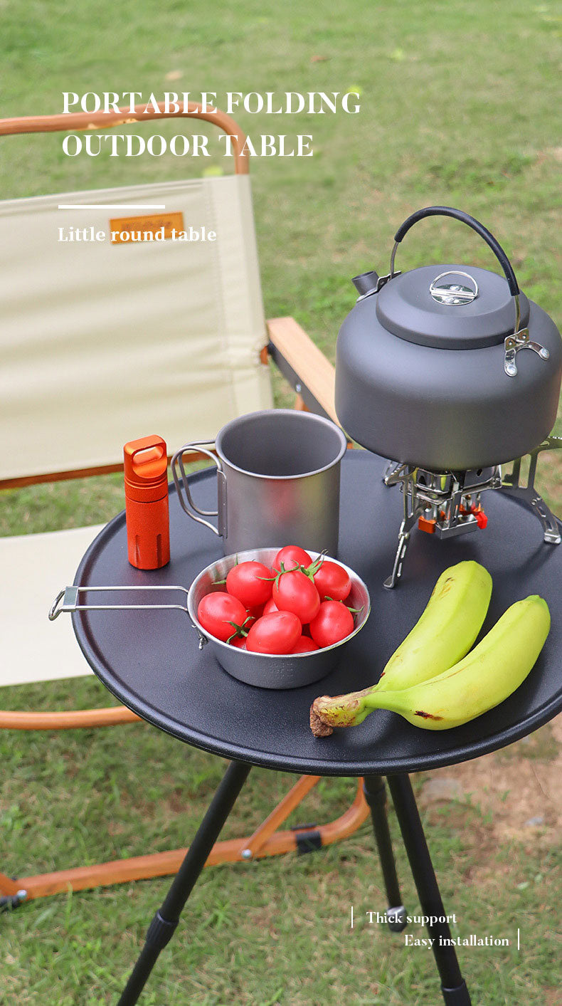 Outdoor Furniture Balcony Lightweight Portable Aluminum Height Adjustable Small Round Outdoor Folding Picnic Camping Table V.I.P Digital Presence The Snag Bin