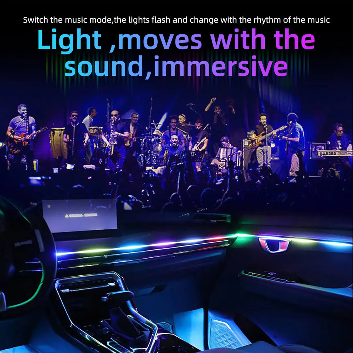 10 in 1 Car LED Acrylic Light Strip RGB Symphony Auto Interior Strip Lights Remote/APP Control Decorative Atmosphere Lamp E65F4F55C125E74DFD1D0AD5E671CF88