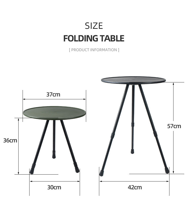 Outdoor Furniture Balcony Lightweight Portable Aluminum Height Adjustable Small Round Outdoor Folding Picnic Camping Table V.I.P Digital Presence The Snag Bin