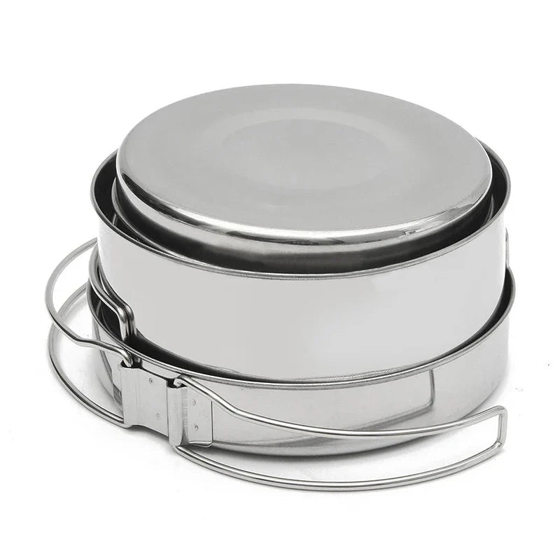 Mayitr 8Pcs Stainless Steel Outdoor Camping Picnic Pot Pan Kit Camping Backpacking Hiking Cookware Set High quality V.I.P Digital Presence The Snag Bin