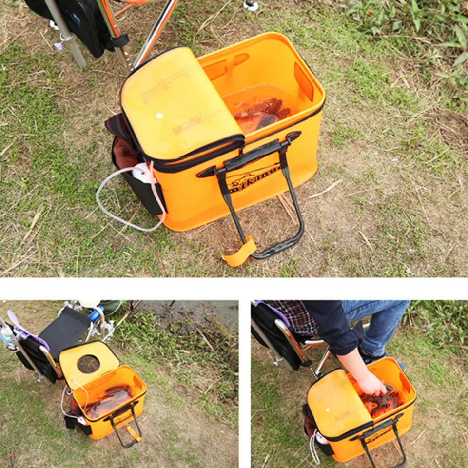 Portable EVA Fishing Bag Collapsible Fishing Bucket Live Fish Box Camping Water Container Pan Basin Tackle Storage Bag V.I.P Digital Presence The Snag Bin