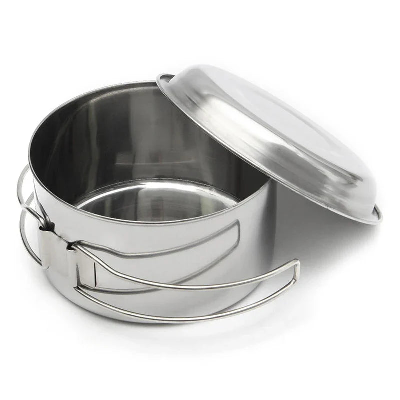 Mayitr 8Pcs Stainless Steel Outdoor Camping Picnic Pot Pan Kit Camping Backpacking Hiking Cookware Set High quality V.I.P Digital Presence The Snag Bin