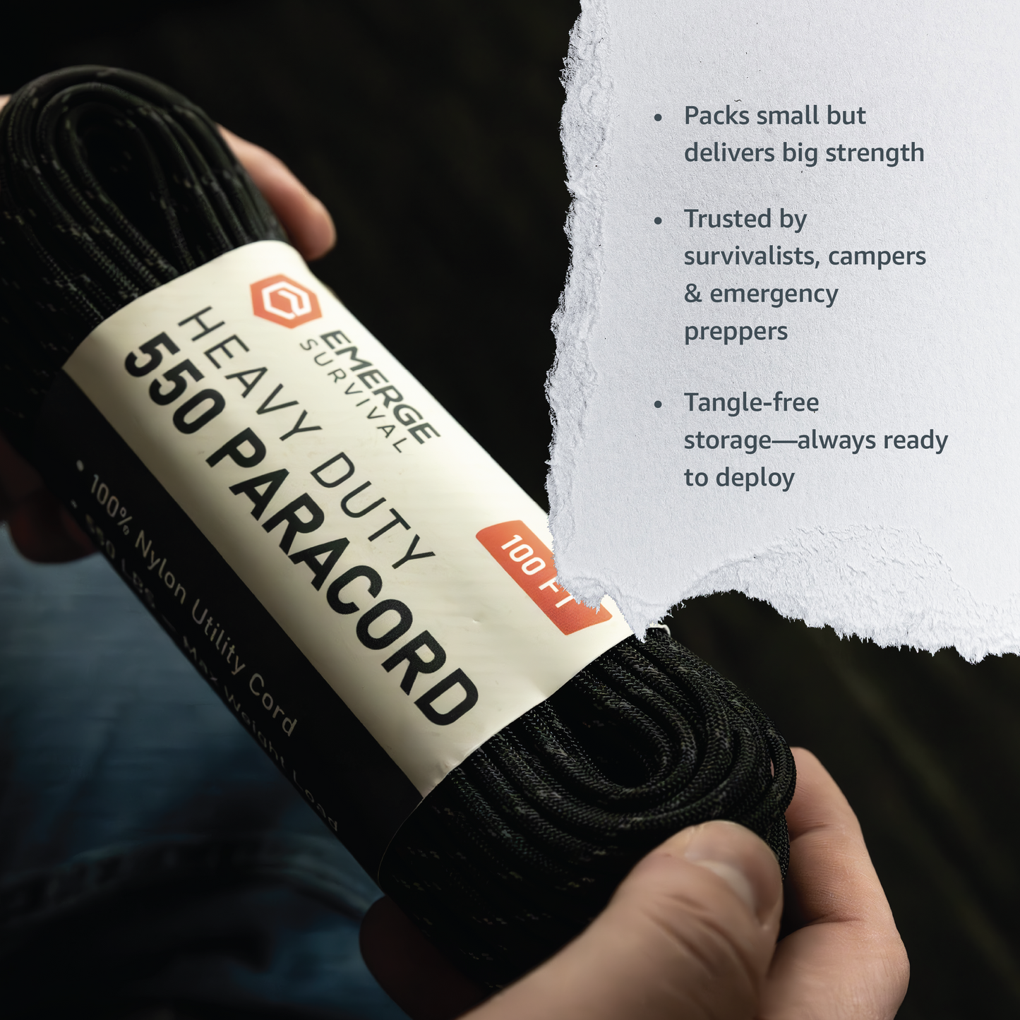 Heavy Duty Paracord - 100ft. Emerge Survival The Snag Bin