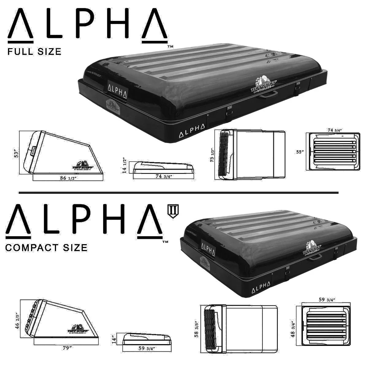 Alpha Hardshell Rooftop Tent â ABS â 2â3 Person â Black â All - Season Overland Shelter - The Snag Bin