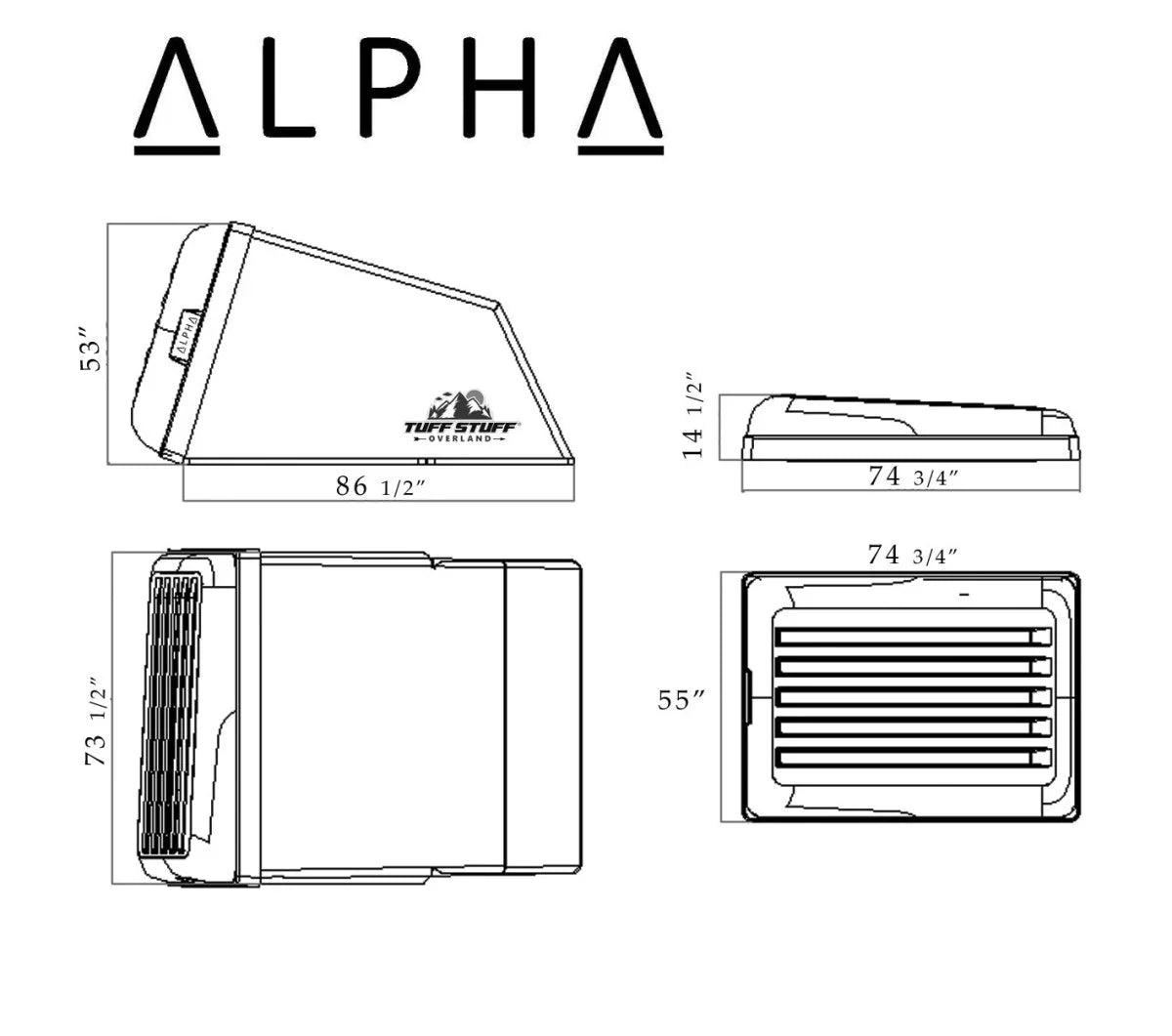 Alpha Hardshell Rooftop Tent â ABS â 2â3 Person â Black â All - Season Overland Shelter - The Snag Bin