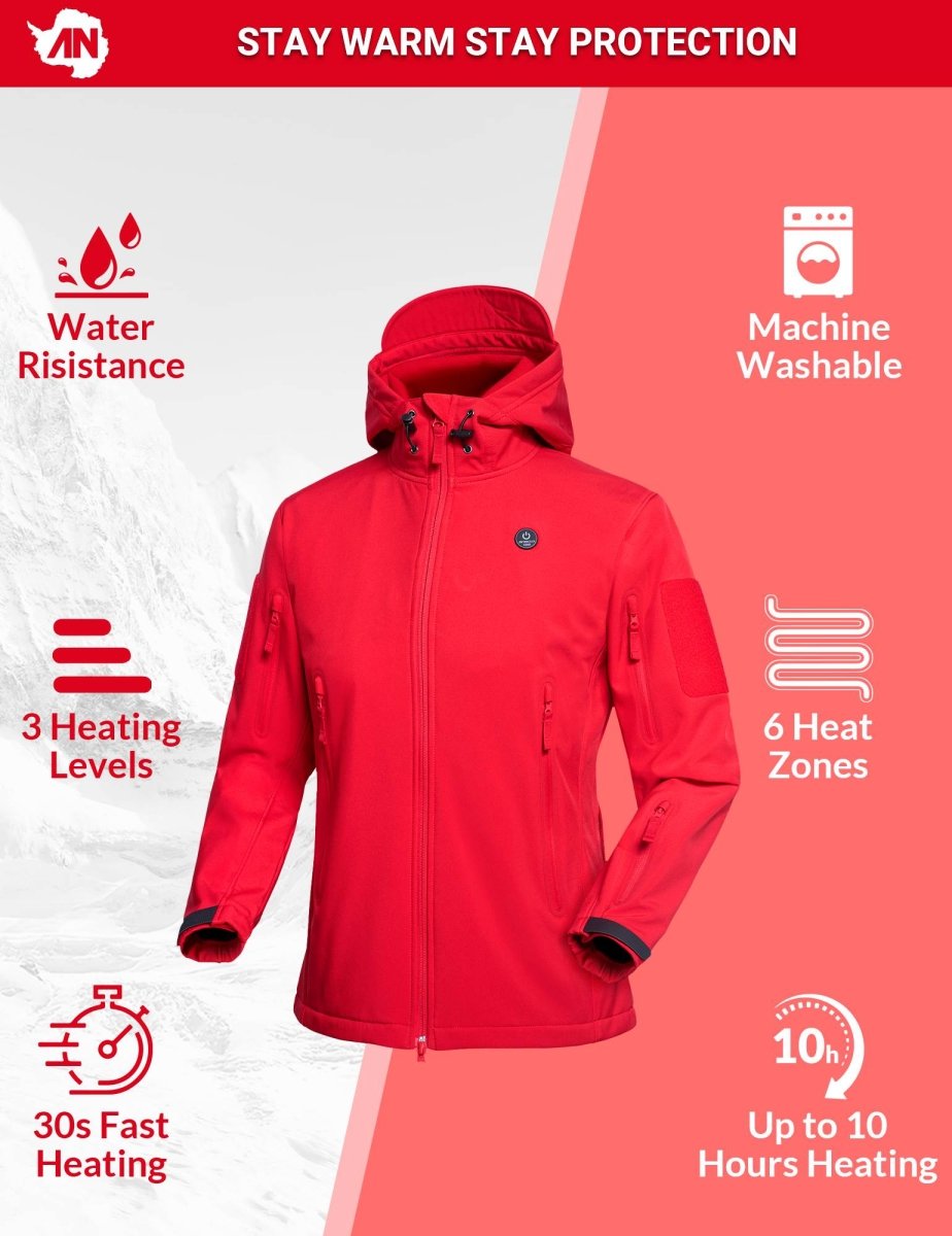 ANTARCTICA GEAR Heated Jacket for Men and Women, Winter Coat Soft Shell Heating Hood Jacket - The Snag Bin