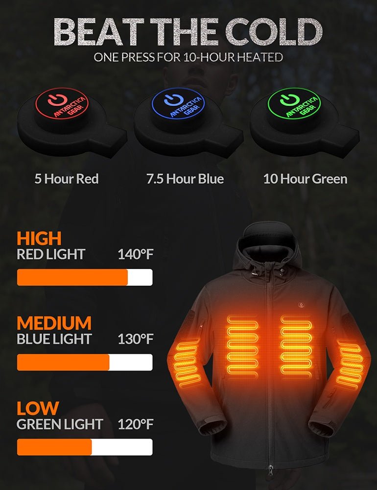 ANTARCTICA GEAR Heated Jacket for Men and Women, Winter Coat Soft Shell Heating Hood Jacket - The Snag Bin