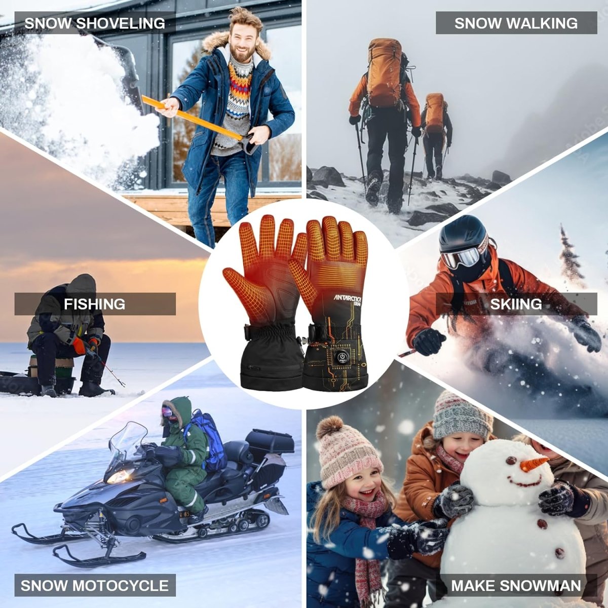 ANTARCTICA GEAR Winter Ski Gloves Rechargeable Heating Warm Gloves for Motorcycle - The Snag Bin