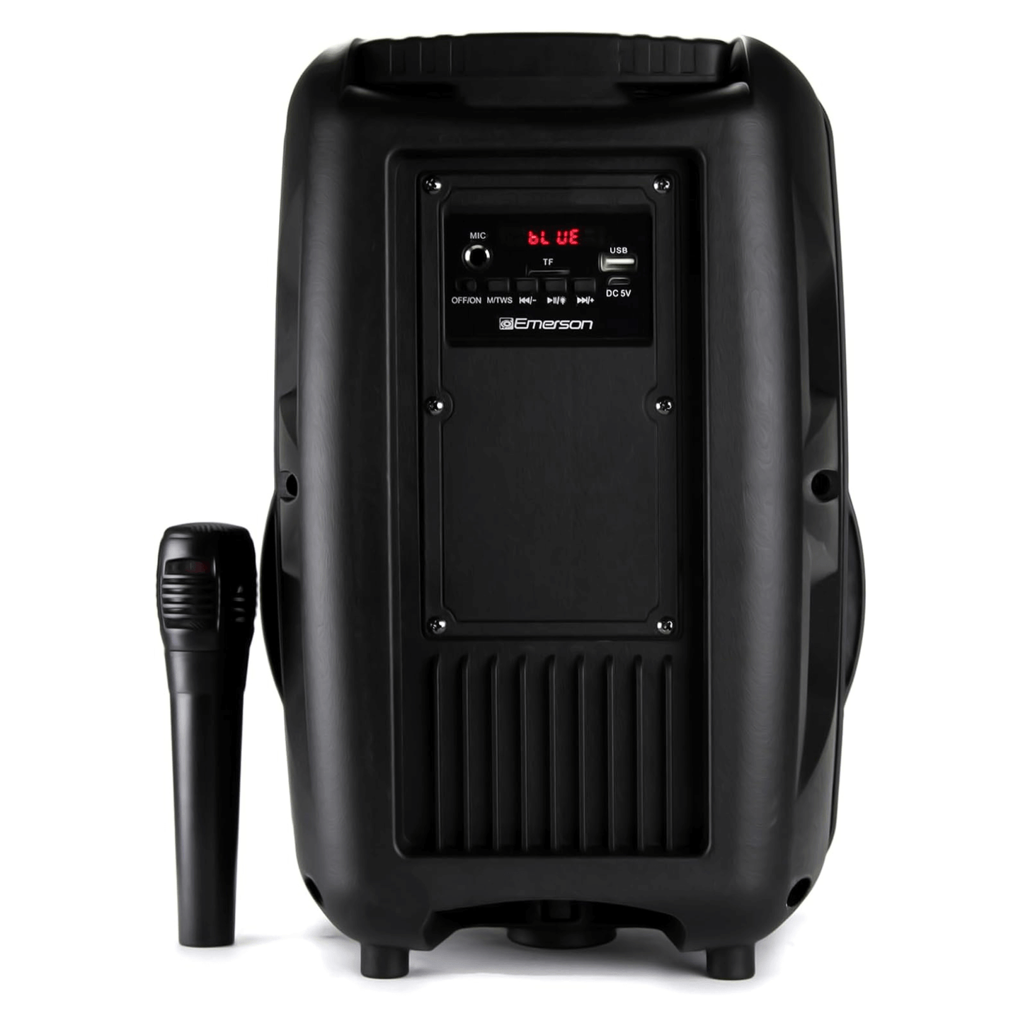 Emerson Portable 8" Bluetooth Party Speaker with FM Radio, Disco Light and Stand